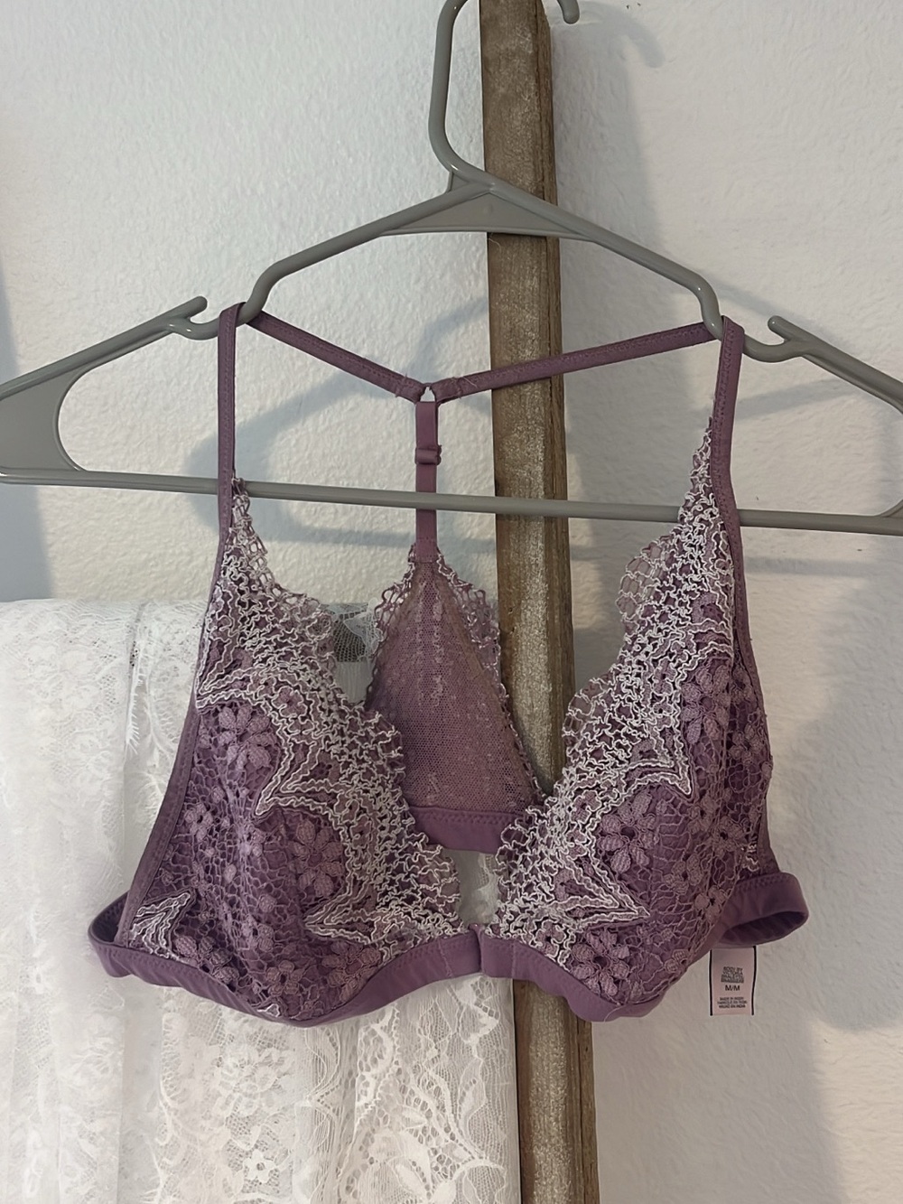 Victoria's Secret Lace Bralette in Dusty Mauve with Ivory Trim
